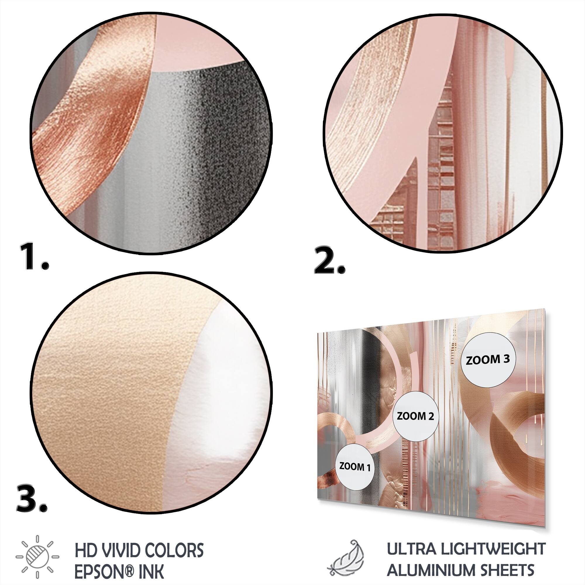 Designart "Pink Rosegold Circle Chaos V" Modern Shapes Transitional